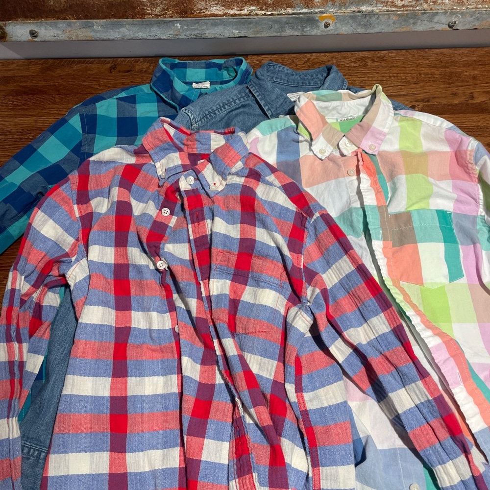 J. Crew Kids Plaid Button-Down Shirt Set - Red, Blue, Green, Pink